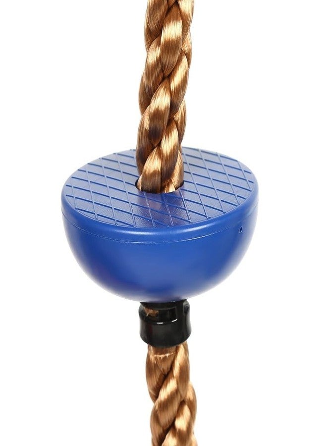 CHARMING TREASURES Tree Swing for Kids - Single Disc Seat Outdoor & Rainbow Climbing Rope with Platforms & Carabiner, Playground Accessories - Blue Color with Disc - Image 2